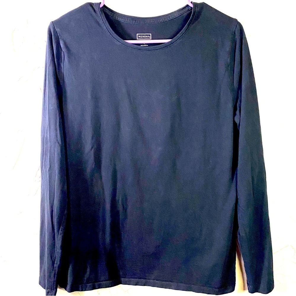 Merona top shirt stretch T-shirt soft pullover black Sz L.   M-23